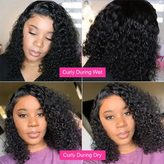 13x4 Short Curly Bob Wig Wet And Wavy Deep Wave Wig 200% Density Lace Front Human Hair Wigs For Women 4x4 Closure Short Bob Wigs