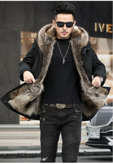 Long Hooded Parka Men Coat 2021 New Winter Real Fur Liner Natural Fur Collar Hooded Thick Warm Male Black Jacket Size M-4XL