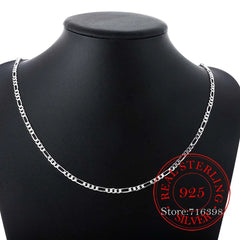 4MM Figaro Chains Wholesale Personality Fashion Unisex Party Wedding Gift 925 Sterling Silver Chain Necklace for Women Men