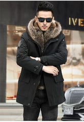 Long Hooded Parka Men Coat 2021 New Winter Real Fur Liner Natural Fur Collar Hooded Thick Warm Male Black Jacket Size M-4XL