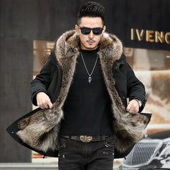 Long Hooded Parka Men Coat 2021 New Winter Real Fur Liner Natural Fur Collar Hooded Thick Warm Male Black Jacket Size M-4XL