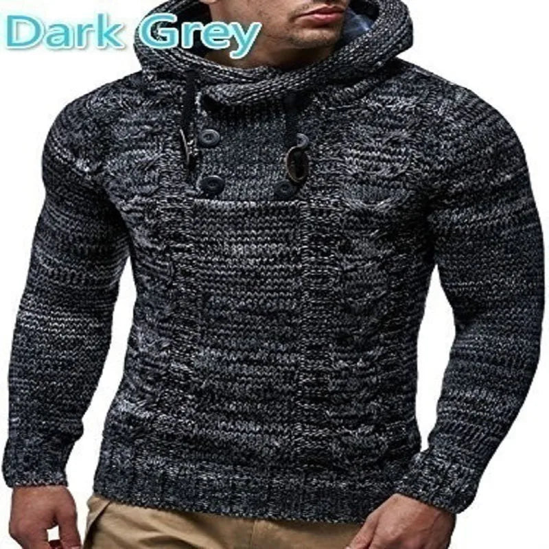 Men's Winter Hooded Sweater 2023 New Fashion Male Knitwear Autumn Hoodies Knitted Coats Men Clothing Pullovers Sweaters MY282