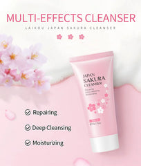 3Pcs Sakura Skin Care Set Hyaluronic Acid Moisturizing Toner Oil-Control Cleanser Nourishing Lotion Emulsion Smoothing Face Care