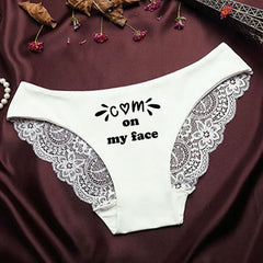 Fashional Seamless Lace Classic Briefs Underwear for Women BBC Sexy Words Printed Transparent Back Low Waist Female  Underpants