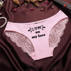 Fashional Seamless Lace Classic Briefs Underwear for Women BBC Sexy Words Printed Transparent Back Low Waist Female  Underpants