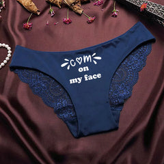 Fashional Seamless Lace Classic Briefs Underwear for Women BBC Sexy Words Printed Transparent Back Low Waist Female  Underpants