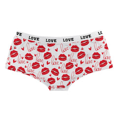 Sexy Lips Print Boxer Brief Valentine'S Day Lingeie High Waist Boyshort Love Underpants Female Underwear