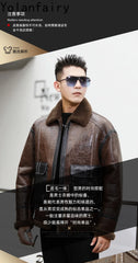 YOLANFAIRY Genuine Sheepskin Jacket Mens Real Fur Coat Winter Clothes Cropped Leather Jacket Men Wool Jacket Men Бомбер 2024