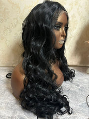 Long Wavy Wigs Black Wig Synthetic HD Transparent Lace Front Wig For Women Heat Resistant Fiber Natural Hairline Cosplay Wig