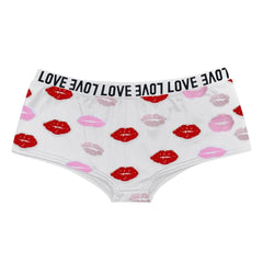 Sexy Lips Print Boxer Brief Valentine'S Day Lingeie High Waist Boyshort Love Underpants Female Underwear