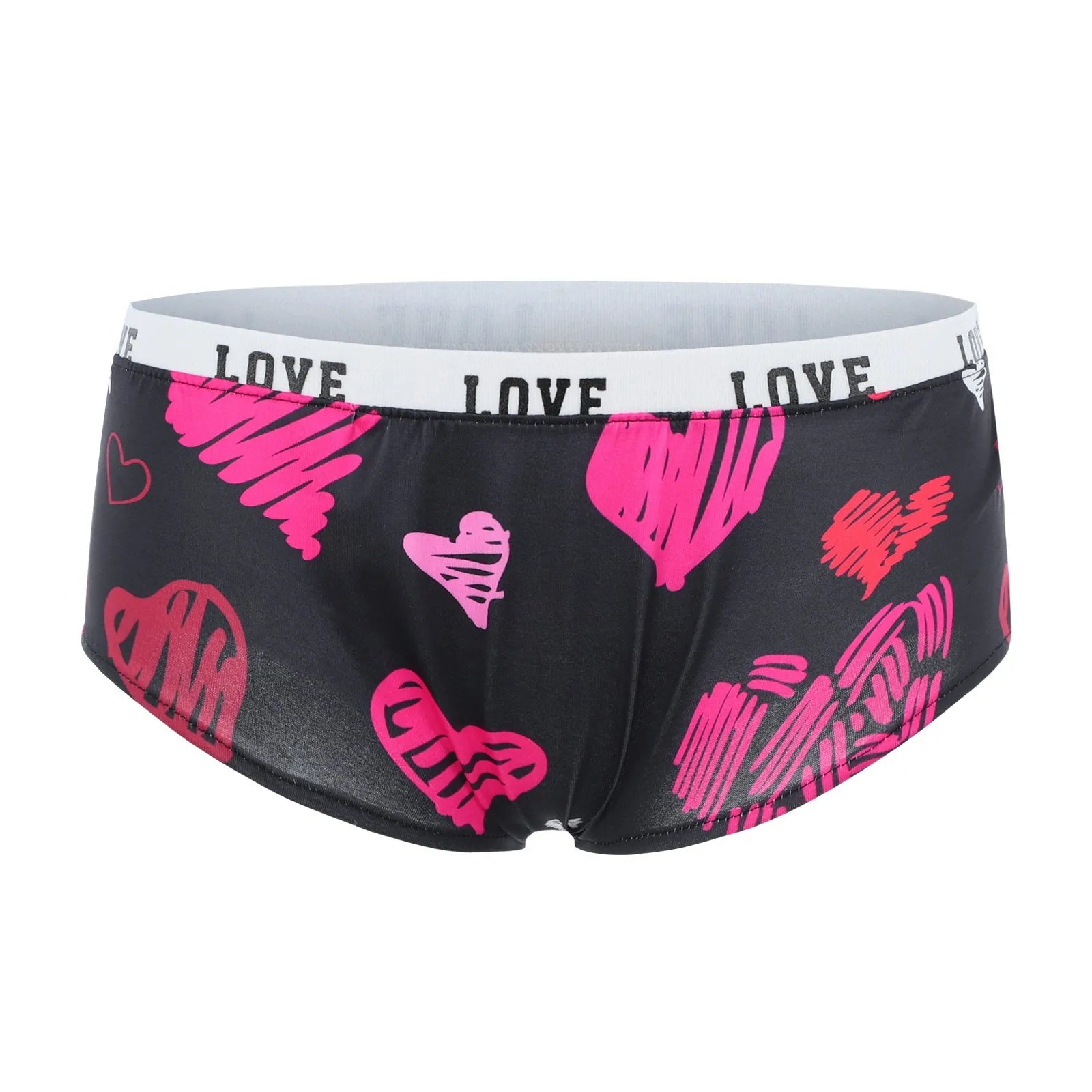 Sexy Lips Print Boxer Brief Valentine'S Day Lingeie High Waist Boyshort Love Underpants Female Underwear