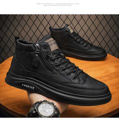 2024 Leather Men's Outdoor Comfor Sneakers Shoe Man Platform Warm Fur Ankle Short Lace Up Boots Fashion Casual Work Shoes