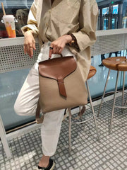 2024 Trend Women Fashion Backpack Female Korean Style Soft Cowhide Genuine Leather Shoulder Bag Lady Contrasting Color knapsack