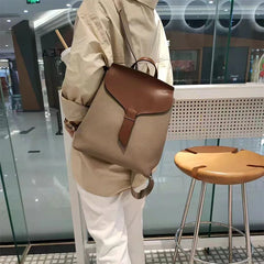 2024 Trend Women Fashion Backpack Female Korean Style Soft Cowhide Genuine Leather Shoulder Bag Lady Contrasting Color knapsack