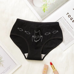 5Pcs/set Cotton Underwear Cute Cartoon Cat Panties for Woman Girl Soft Pantys Plus Size Breathable Briefs Female Sexy Lingerie