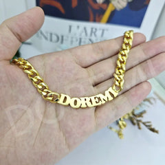 DOREMI Personalized Jewelry Gifts Customized Necklace Non-Tranish Stainless Steel 8mm Cuban Chain 3mm Thickness Letter Necklace