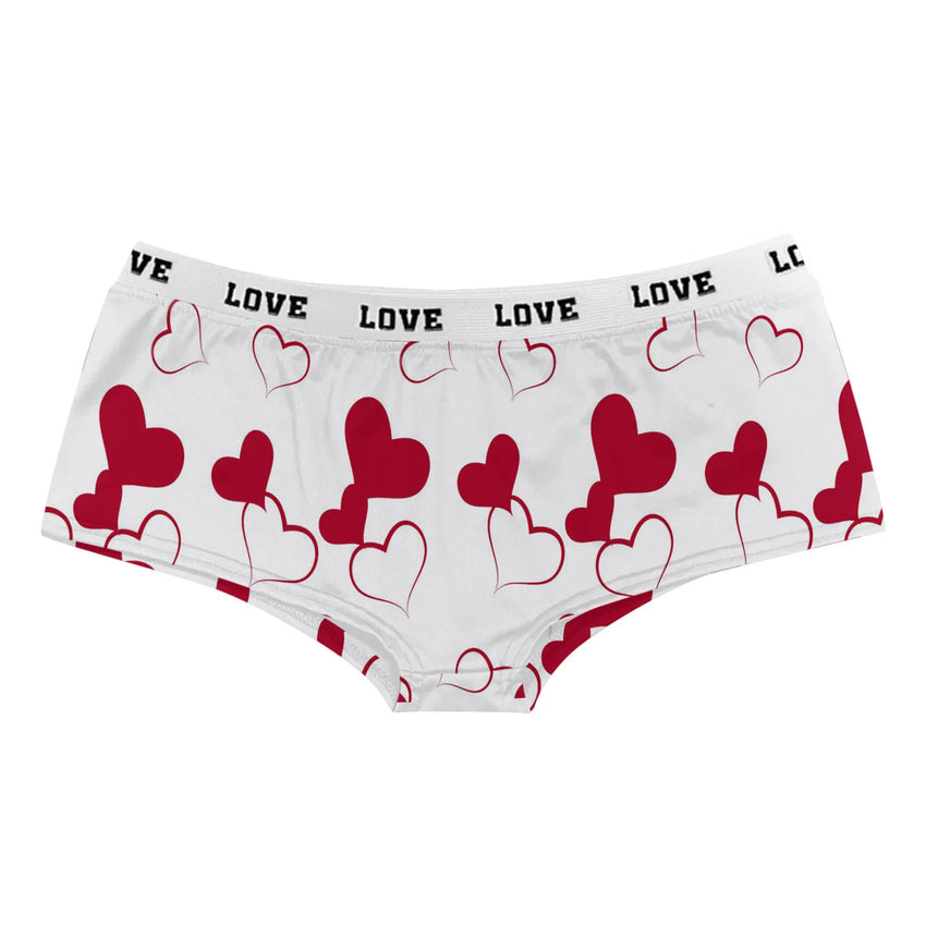 Sexy Lips Print Boxer Brief Valentine'S Day Lingeie High Waist Boyshort Love Underpants Female Underwear