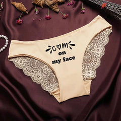 Fashional Seamless Lace Classic Briefs Underwear for Women BBC Sexy Words Printed Transparent Back Low Waist Female  Underpants