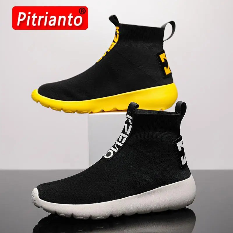 Socks Sneakers Men Knit Upper Breathable Sport Shoes Sock Boots Man Shoes High Top Running Shoes for Men Zapatillas De Deporte