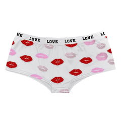 Sexy Lips Print Boxer Brief Valentine'S Day Lingeie High Waist Boyshort Love Underpants Female Underwear