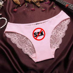 Fashional Seamless Lace Classic Briefs Underwear for Women BBC Sexy Words Printed Transparent Back Low Waist Female  Underpants