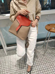 2024 Trend Women Fashion Backpack Female Korean Style Soft Cowhide Genuine Leather Shoulder Bag Lady Contrasting Color knapsack