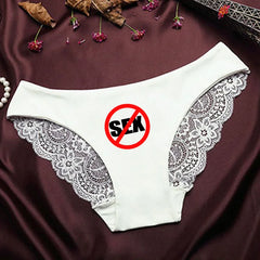 Fashional Seamless Lace Classic Briefs Underwear for Women BBC Sexy Words Printed Transparent Back Low Waist Female  Underpants