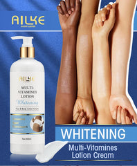 AILKE Multi-Vitamin Whitening Body Lotion, Moisturizes, Nourishes, Removes Dark Spots, Blemishes, Hyperpigmentation