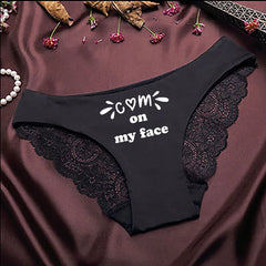 Fashional Seamless Lace Classic Briefs Underwear for Women BBC Sexy Words Printed Transparent Back Low Waist Female  Underpants