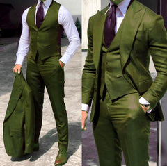 Wedding Groomsmen Suit Male [Jacket + Vest + Pants]