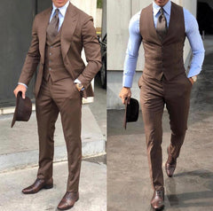 Wedding Groomsmen Suit Male [Jacket + Vest + Pants]