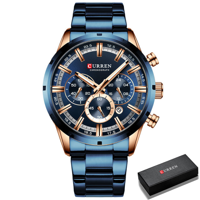 Top Brand Luxury Mens Watches Full Steel Waterproof