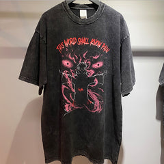 Anime Pain Printed T Shirt Men Retro Washed 100% Cotton Tops Tees Harajuku Tshirt 2021 Streetwear Hip Hop Male T-shirts